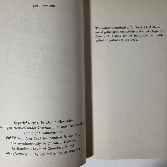 First Edition Murder In Black And White By David Alexander Random House 1951 HC - Picture 4 of 16